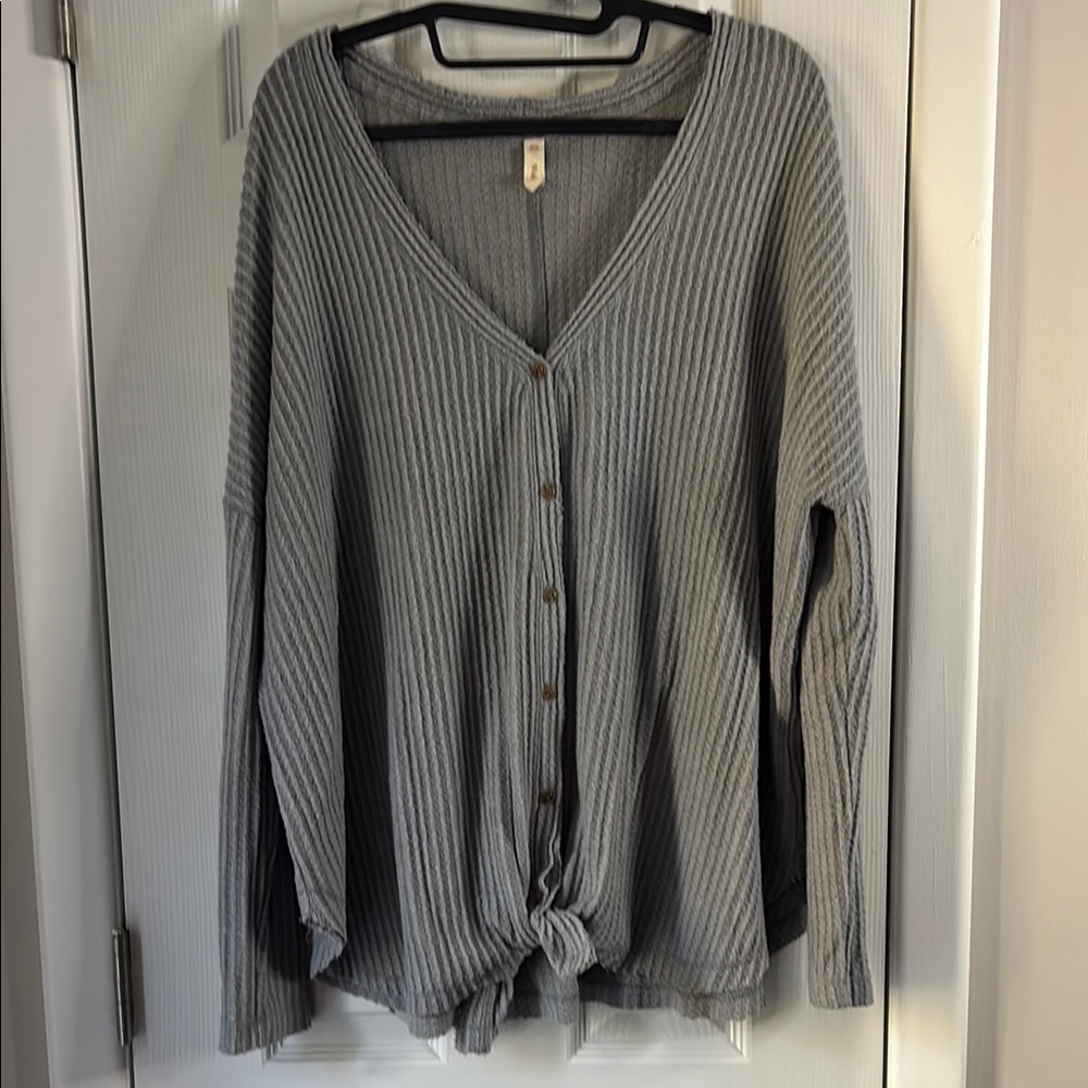 Wishlist Gray Button-Up Sweater Tunic - S/M